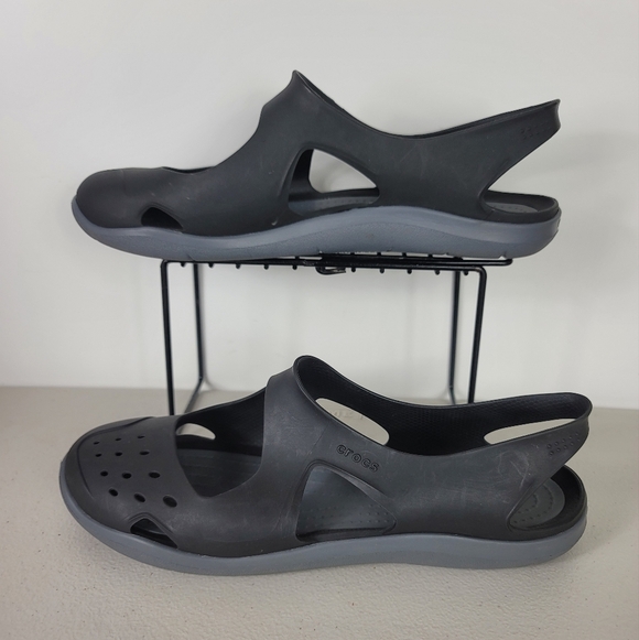 CROCS Shoes - Crocs Woman's slip on Flats Loafers Shoes Sz 10 Grey black